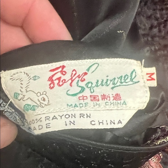 🌺Floral Black Silk Blazer with Red Lining Handmade in China in 1970s and Perfect - Picture 2 of 8